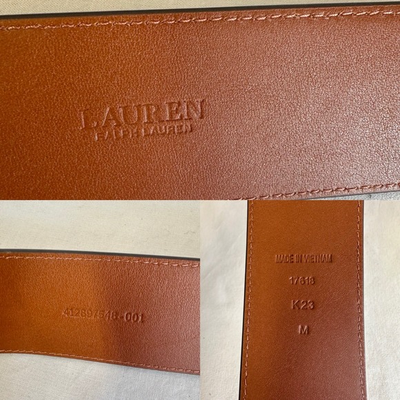 Lauren Ralph Lauren Brown Leather Wide Waist Belt Gold Stirrup Buckle Medium - Picture 5 of 12